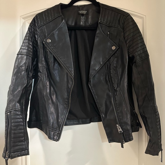 Topshop Moto Faux Leather Jacket - Picture 2 of 7